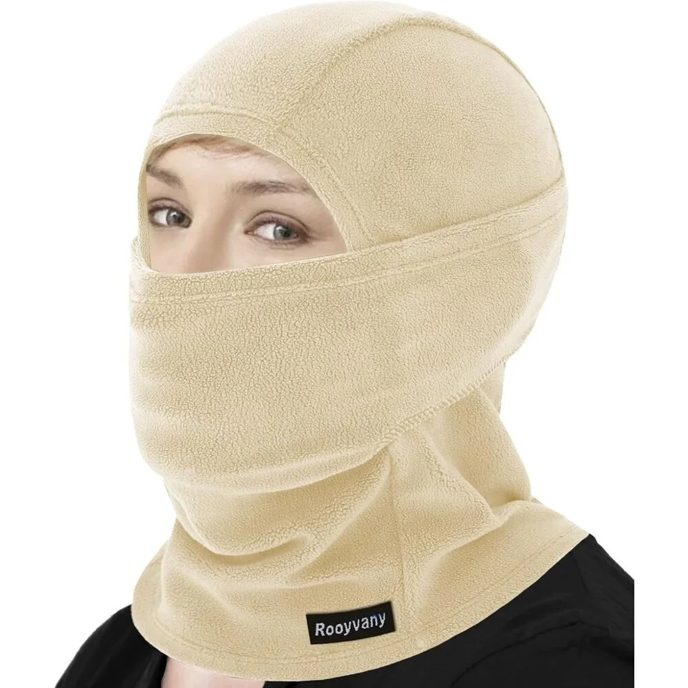 Women's Beige Balaclava Ski Mask Warm Windproof Lightweight Winter Face Mask
